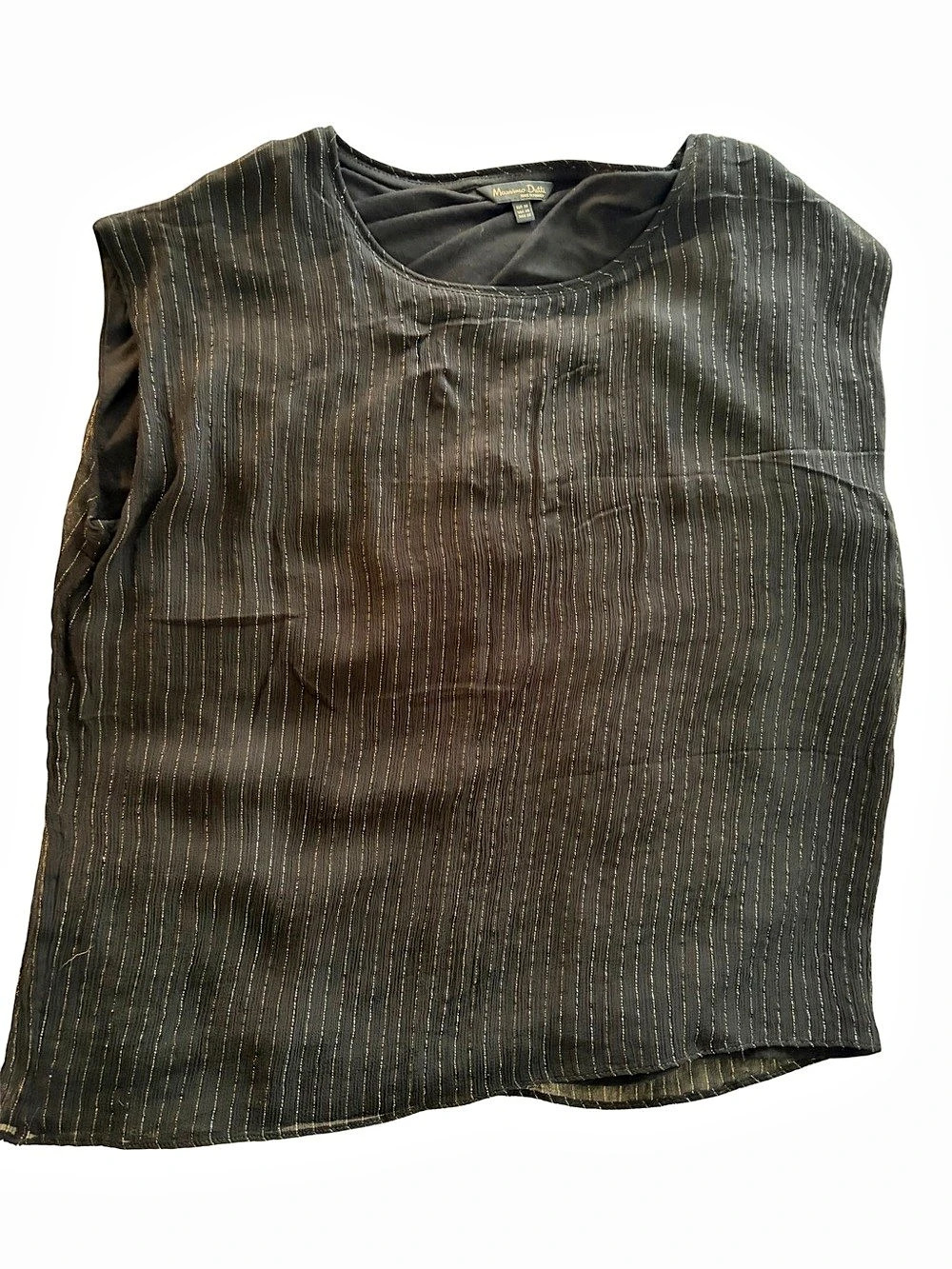 Massimo Dutti SilverStriped Black Sleeveless Crepe Top Size XS